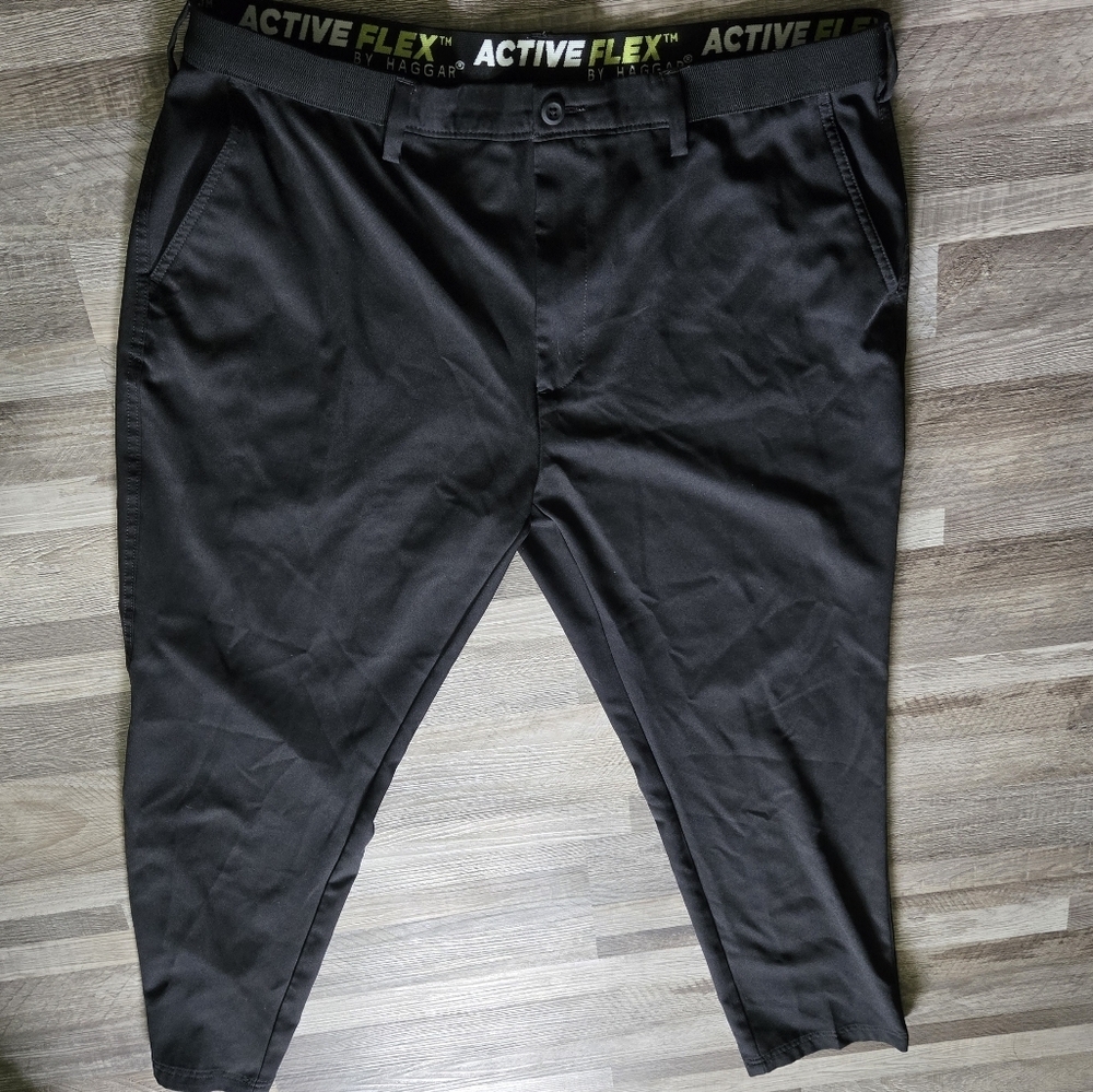 ​Haggar XL Black Active Flex Tech Performance Trousers Straight Fit